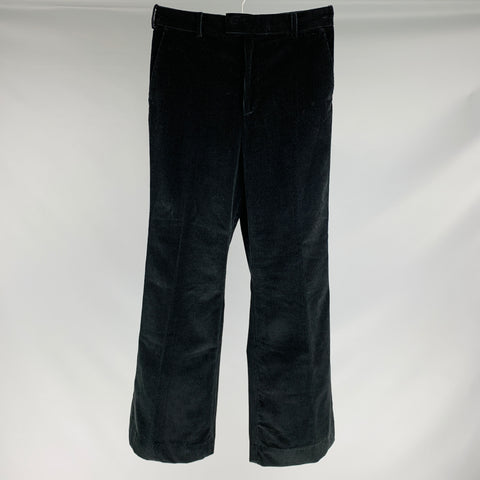 73 LONDON Size 32 Black Corduroy Cotton Boot Cut Casual Pants