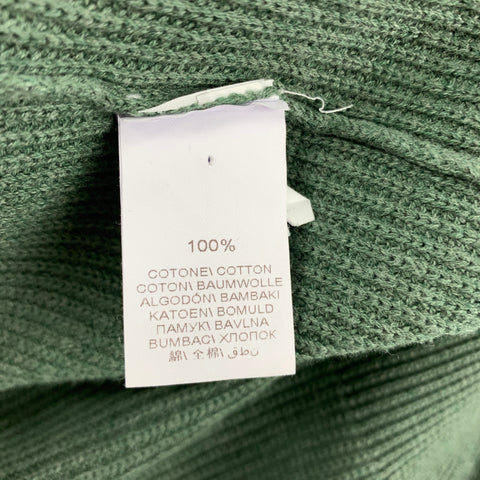BRUNELLO CUCINELLI Size L Green Knitted Cotton Shawl Collar Cardigan