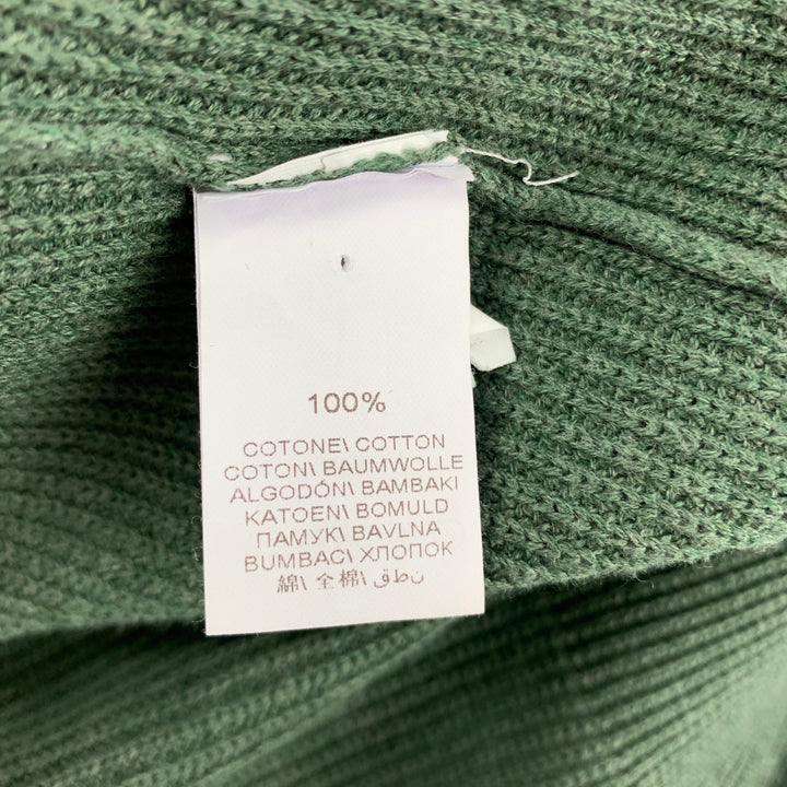 BRUNELLO CUCINELLI Taille L Cardigan col châle en coton tricoté vert