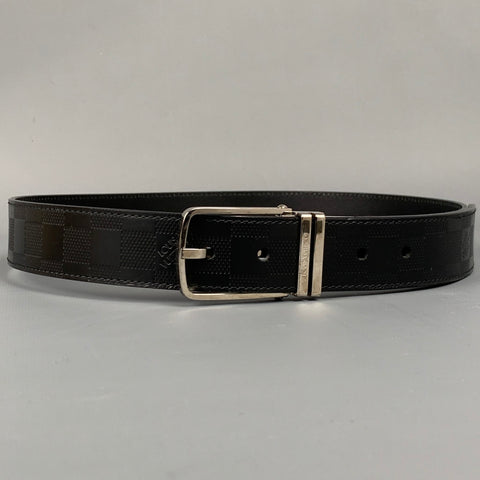LOUIS VUITTON Saint-Cyr-Boston Size 34 Black Damier Leather Belt