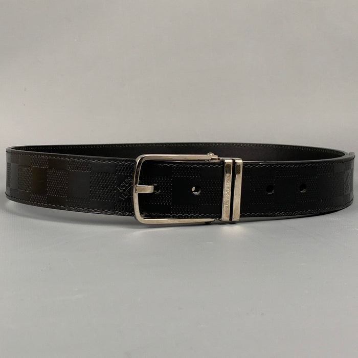 LOUIS VUITTON Saint-Cyr-Boston Size 34 Black Damier Leather Belt