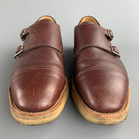MARC MCNAIRY Size 10 Brown Leather Double Monk Strap Loafers