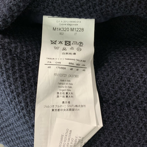 EMPORIO ARMANI Size 48 Navy Waffle Knit Virgin Wool Blend Vest