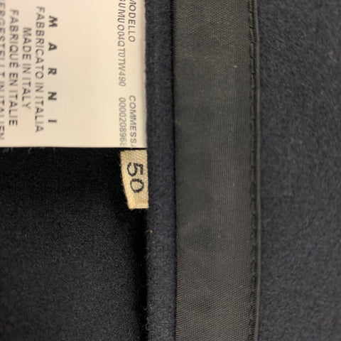 MARNI Size 40 Navy Black Wool Blend Notch Lapel Sport Coat