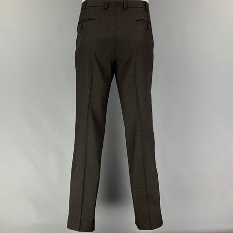 GUCCI Size 42 Brown Nailhead Wool Notch Lapel Suit