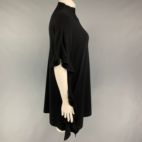 ELIE TAHARI Size M/L Black Merino Wool Ruffled Sleeveless Dress