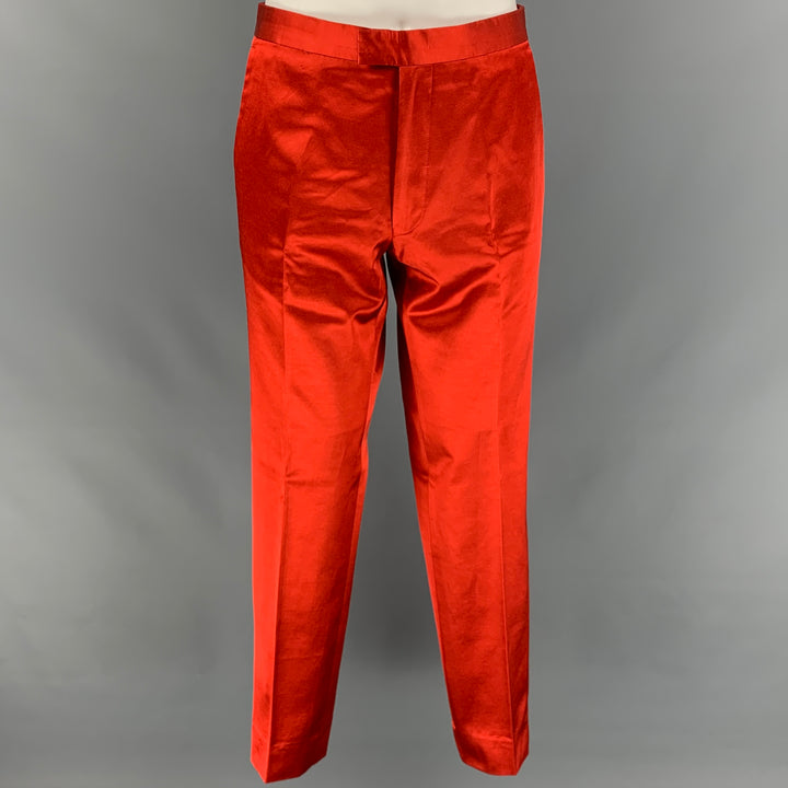 DRIES VAN NOTEN Size 40 Orange Cotton / Viscose Notch Lapel Suit