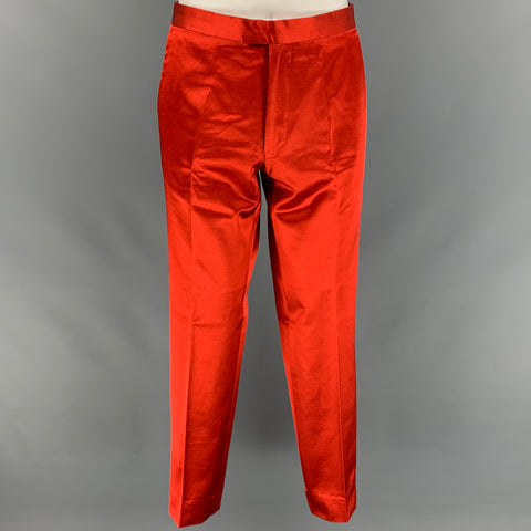 DRIES VAN NOTEN Size 40 Orange Cotton / Viscose Notch Lapel Suit