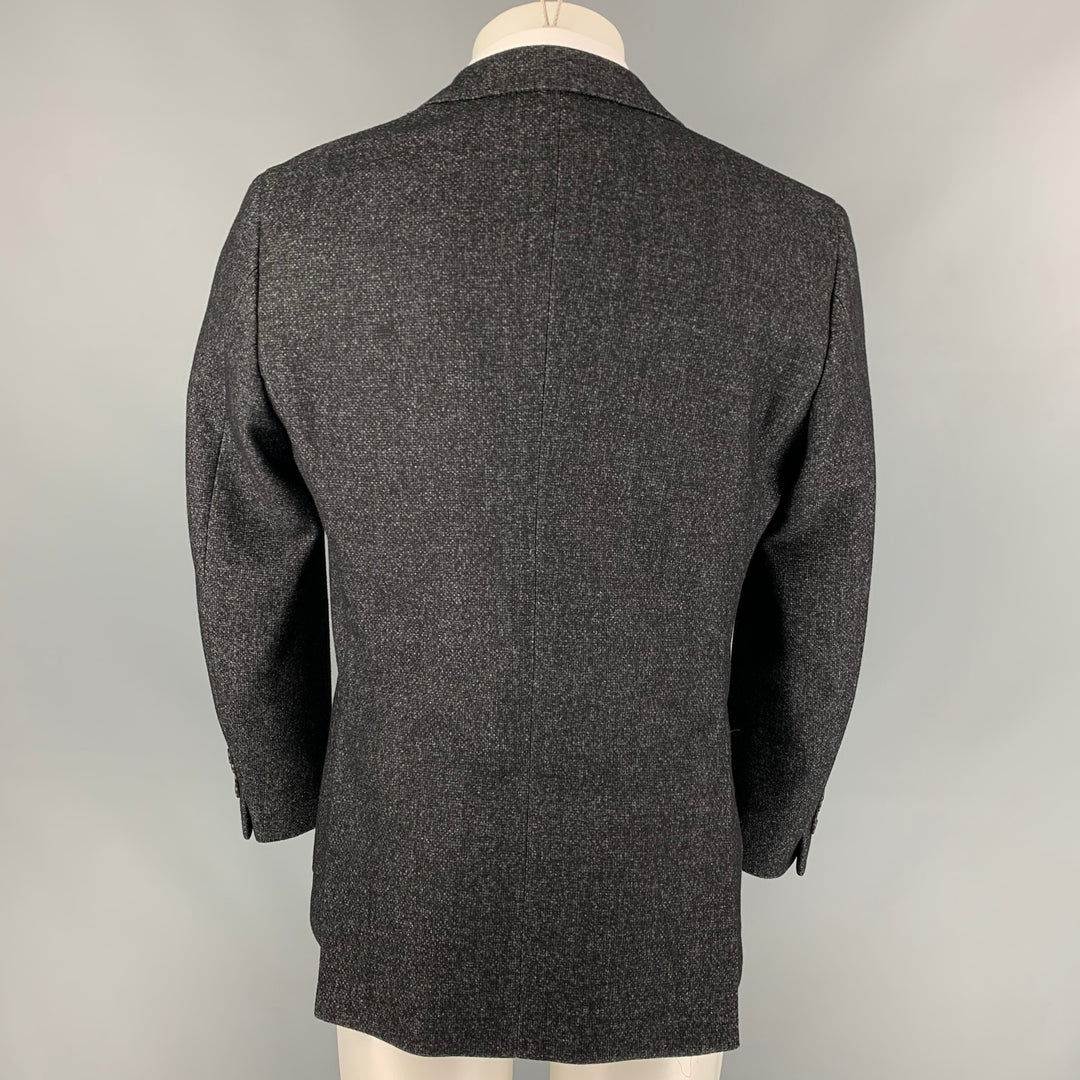 TONELLO Size 40 Black & Grey Woven Notch Lapel Sport Coat