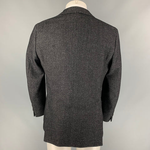 TONELLO Size 40 Black & Grey Woven Notch Lapel Sport Coat