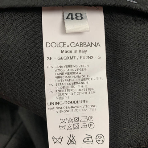 DOLCE & GABBANA Size 32 Black Wool Blend Tuxedo Dress Pants