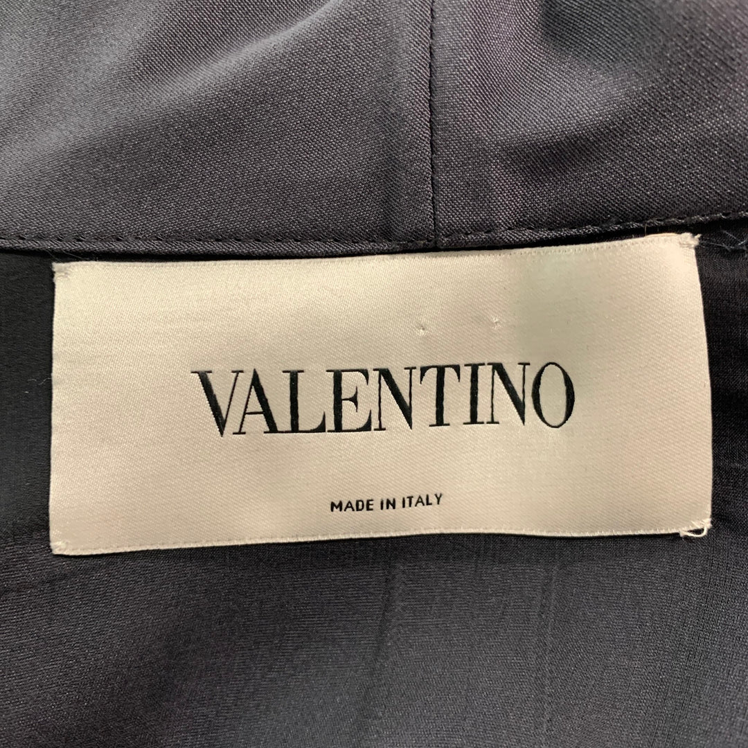 VALENTINO Size 10 Grey Silk Pleated Waist Blazer