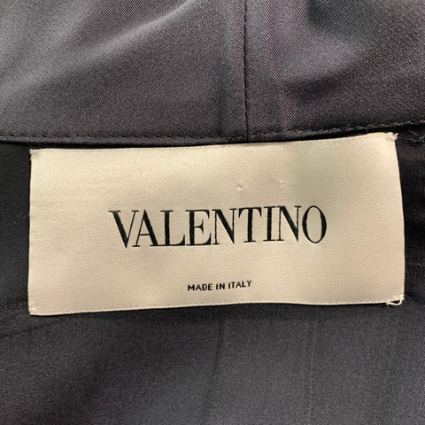 VALENTINO Size 10 Grey Silk Pleated Waist Blazer