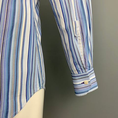 PAUL SMITH Size M Blue Stripe Cotton Long Sleeve Shirt