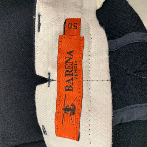 BARENA Taille 34 Pantalon habillé en laine / Lycra Zip Fly à revers
