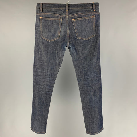 A.P.C. Size 29 Dark Blue Contrast Stitch Cotton Straight Button Fly Jeans