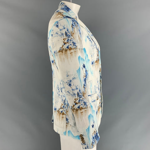 D&G by DOLCE & GABBANA Size 42 Print White Cotton Notch Lapel Sport Coat