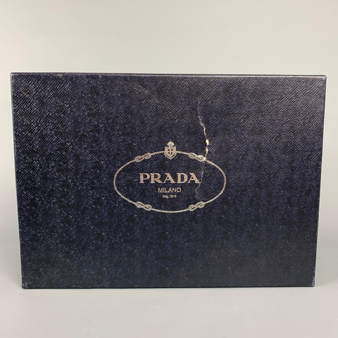 PRADA Size 12 Silver Metallic Leather Platform Lace Up Shoes