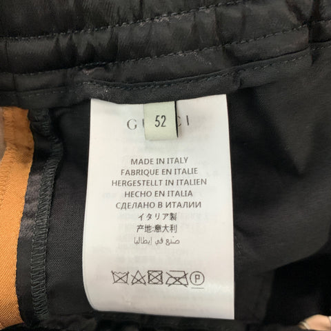 GUCCI Size 36 Black Gold Stripe Acetate Athletic Shorts