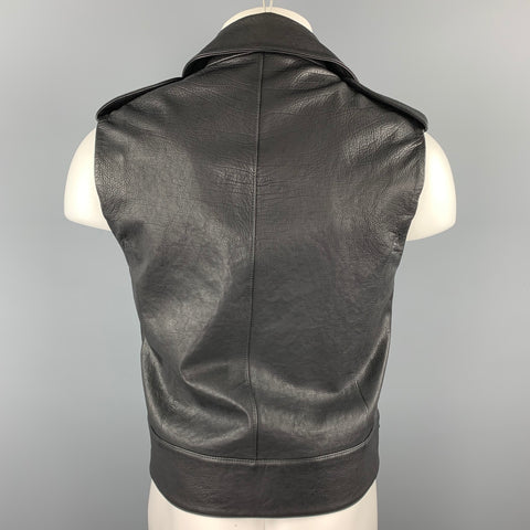 VERSUS by GIANNI VERSACE Size 38 Black Leather Biker Vest