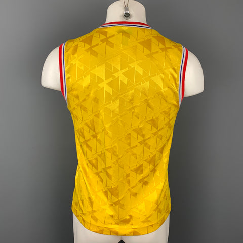D&G by DOLCE & GABBANA Size M Yellow & White Applique Jersey Sleeveless Tank Top
