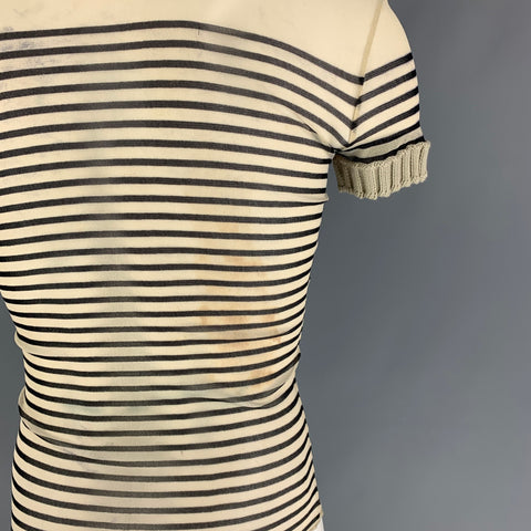 Vintage JEAN PAUL GAULTIER Size S Beige Black Stripe Polyamide Nautical Pullover