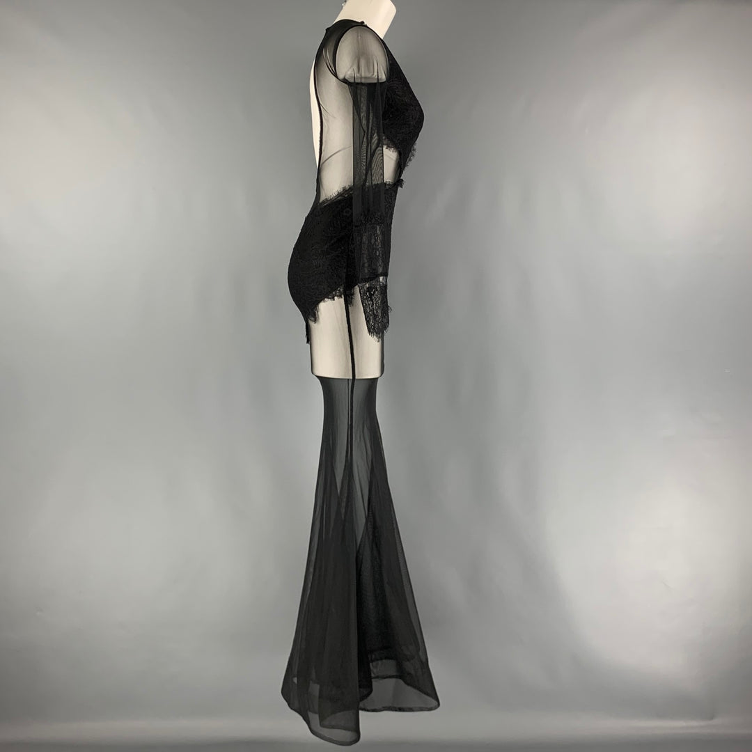 MICHAEL COSTELLO x REVOLVE Size XXS Black Polyester Spandex Sheer Gown Dress Sui Generis Designer Consignment MICHAEL COSTELLO x REVOLVE Size XXS Black Polyester Spandex Sheer Gown Dress Sui Generis Designer Consignment