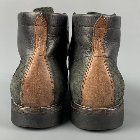 TIMBERLAND Talla 8.5 Botas con cordones de cuero desgastado marrón pizarra