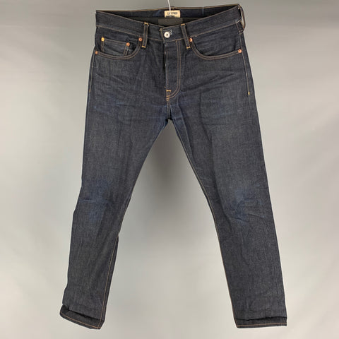 C.O.F. STUDIO Size 31 Indigo Contrast Stitch Selvedge Denim Button Fly Jeans