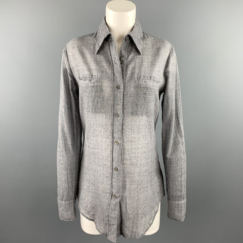HAZEL BROWN Taille 2 Blouse en laine chinée grise / nylon