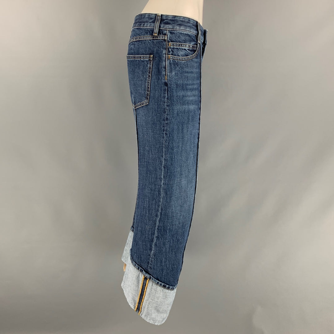 BOTTEGA VENETA Size 0 Blue Cotton Cropped Jeans