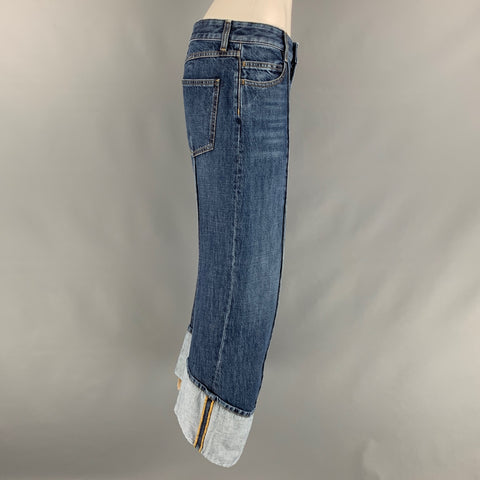 BOTTEGA VENETA Size 0 Blue Cotton Cropped Jeans
