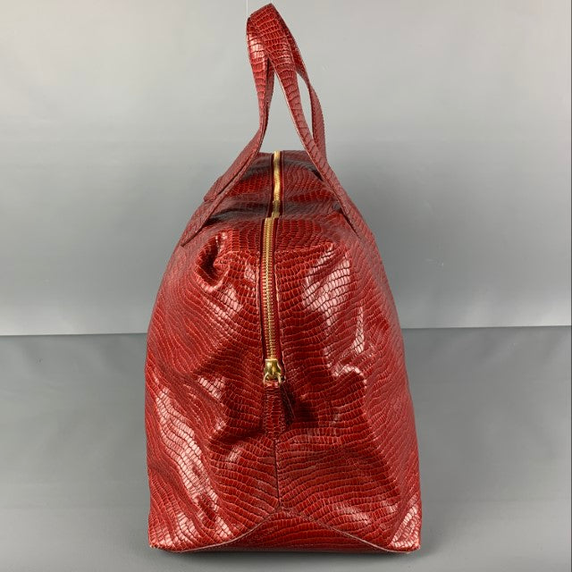 PAUL SMITH Burgundy Embossed Leather Carry-On Bag