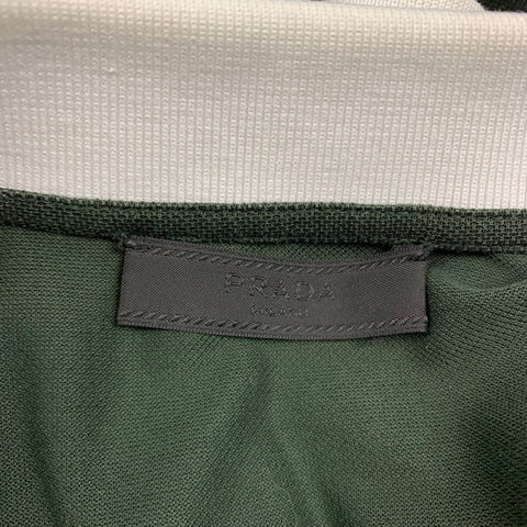 PRADA Size M Olive & White Pique Buttoned Polo