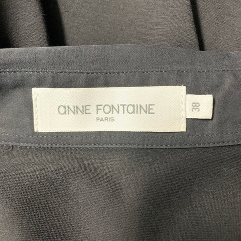 ANNE FONTAINE Size 6 Black Cotton &  Elastane Rhinestones French Cuff Blouse