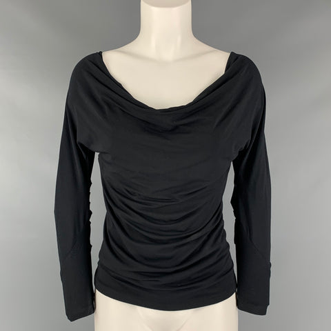 DONNA KARAN Size S Black Viscose Elastane Long Sleeve Pullover
