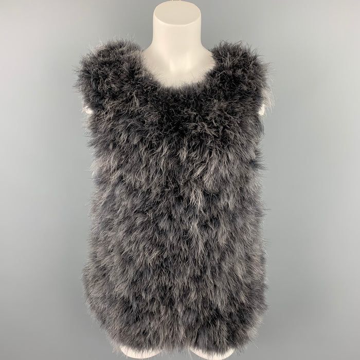 DRIES VAN NOTEN Size S Grey Feathers Oversized Pullover Vest