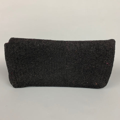 SARAH OLIVER Black Knitted Wool Clutch Handbag