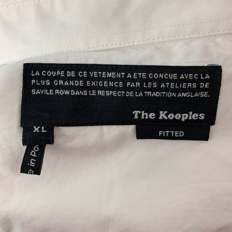 THE KOOPLES Size XL White Solid Cotton Button Up Long Sleeve Shirt