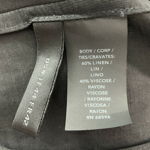 DONNA KARAN Talla 8 Blazer de chaqueta frontal atada de viscosa de lino negro