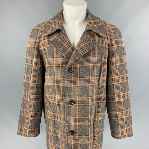MARC JACOBS Size 38 Tan Plaid Wool Buttoned Coat
