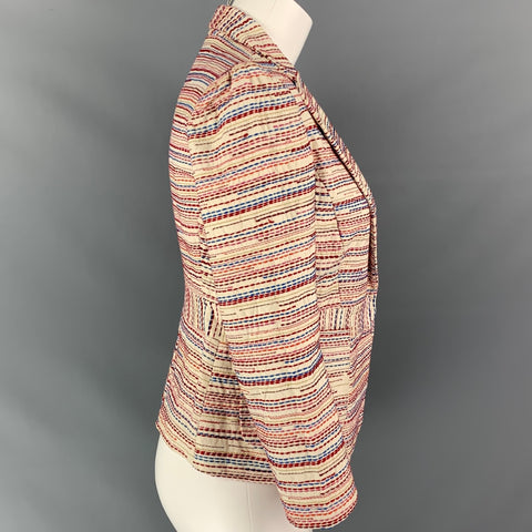 MAJE Size 0 White & Red Cotton Embroidered Jacket