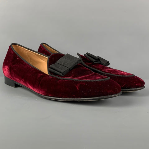 SUPERGLAMOUROUS Size 10 Burgundy Velvet Bow Loafers