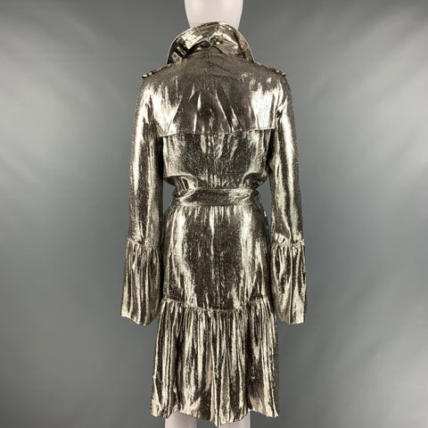 BURBERRY PRORSUM Size S Silver Metallic Trench Coat