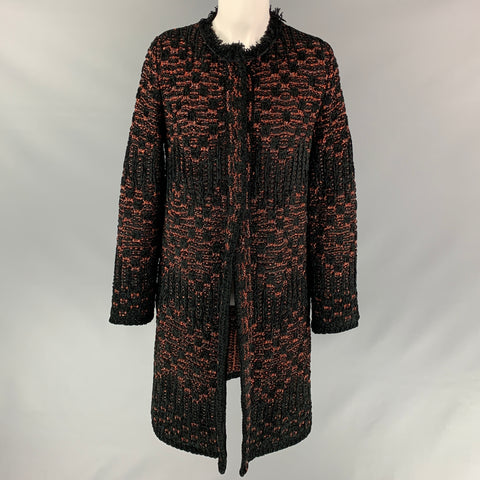 M MISSONI Size 6 Black & Red Acrylic Blend Metallic Coat