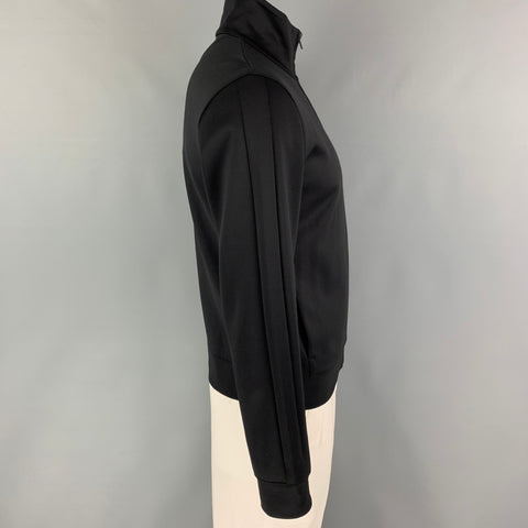 VALENTINO Size L Black Polyamide Cotton Zip Up Jacket