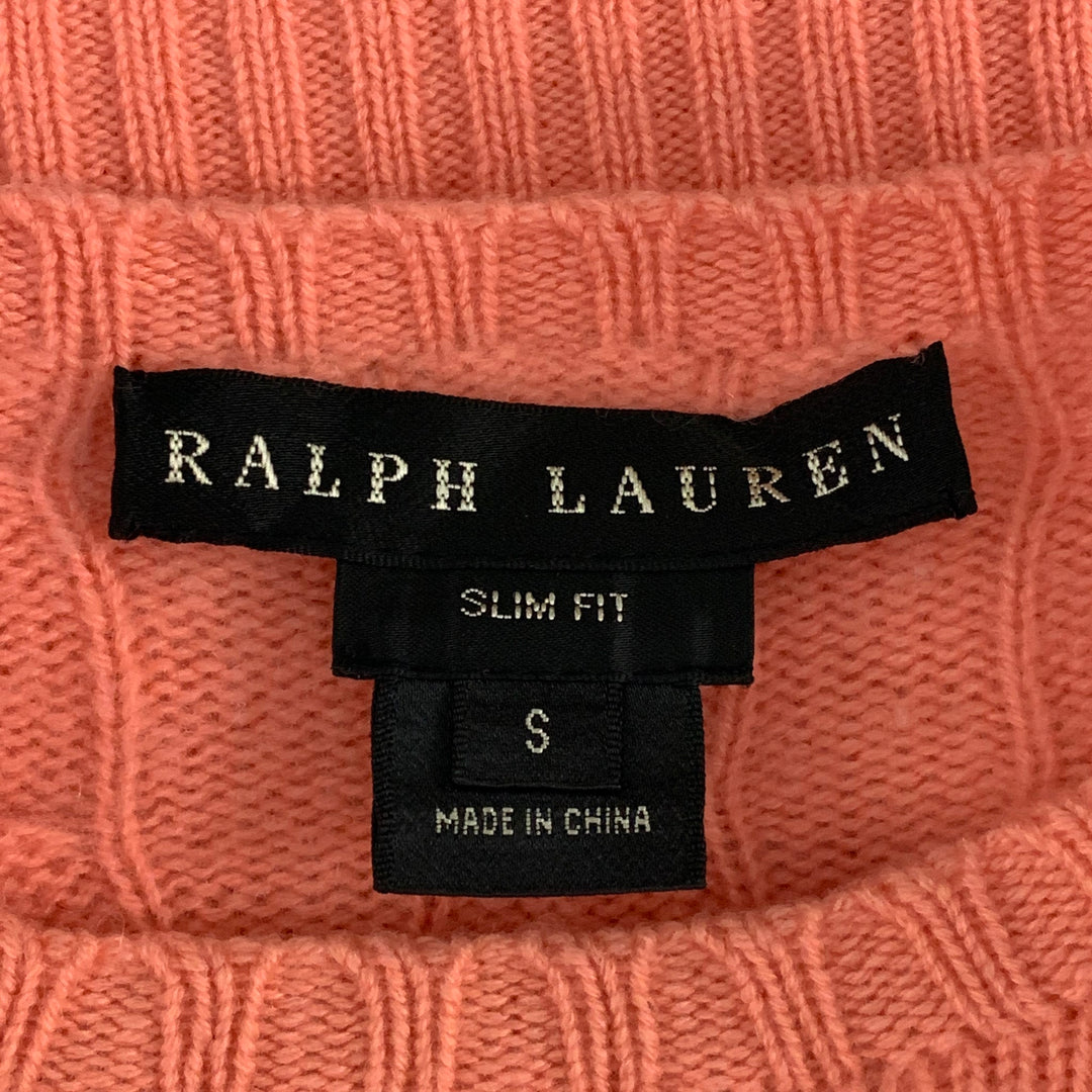 RALPH LAUREN Cashmere Cable Knit Size S Coral Pullover