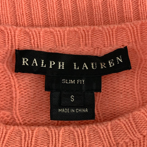 RALPH LAUREN Cashmere Cable Knit Size S Coral Pullover