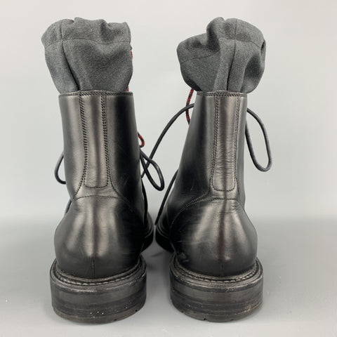 MARC JACOBS Size 9 Black Leather Lace Up Drawstring Top Boots