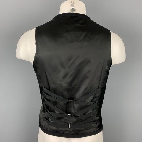 JOHN GALLIANO Size 40 Black Wool Buttoned Belted Vest